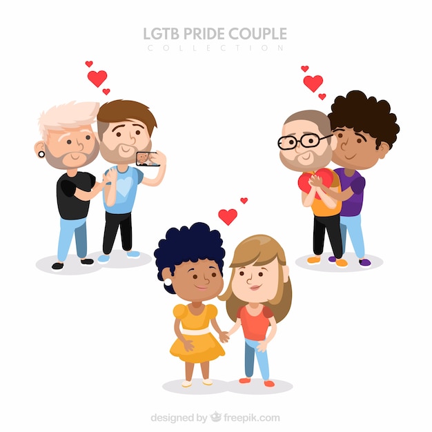 Hand drawn couple collection for lgtb pride