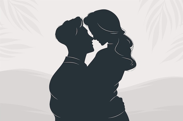 Free Vector hand drawn couple silhouette illustration