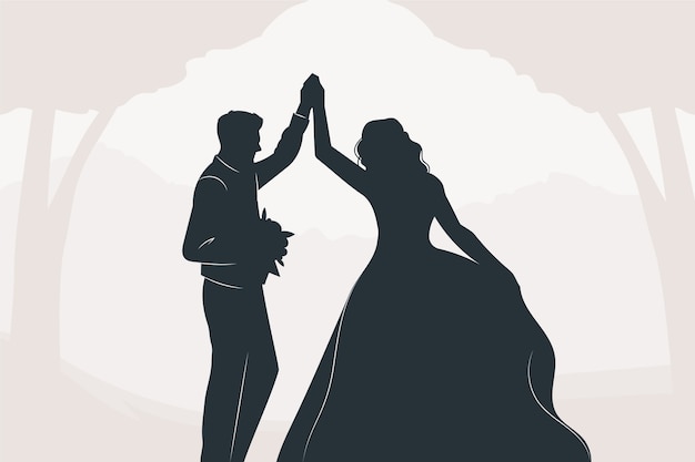 Free Vector hand drawn couple silhouette illustration