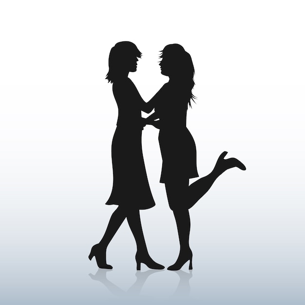 Hand drawn couple silhouette illustration