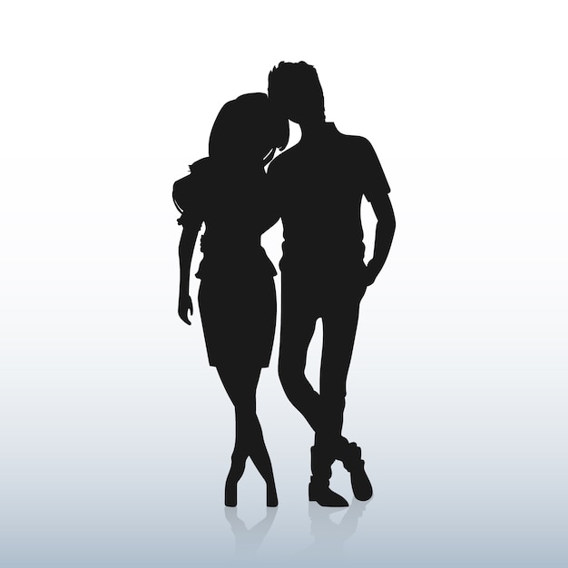 Hand drawn couple silhouette illustration