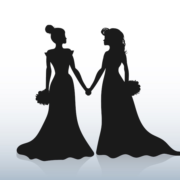 Hand drawn couple silhouette illustration