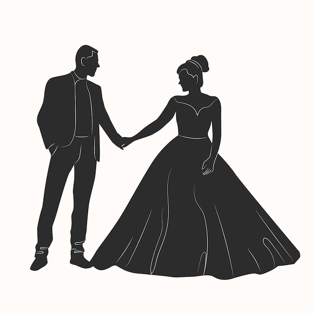 Free Vector hand drawn couple silhouette illustration