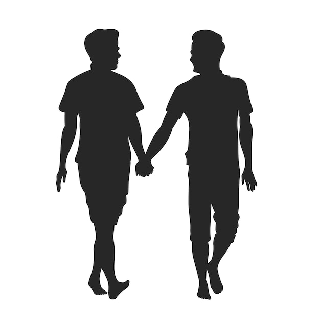 Hand drawn couple  silhouette illustration