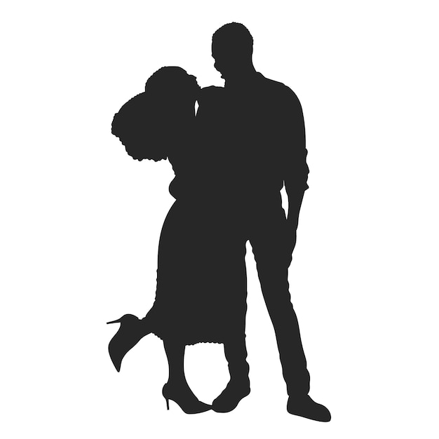 Free Vector hand drawn couple  silhouette illustration