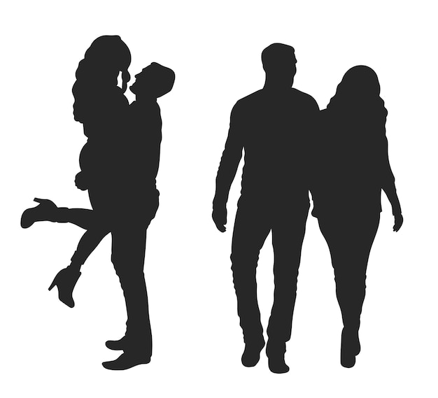 Free Vector hand drawn couple  silhouette illustration