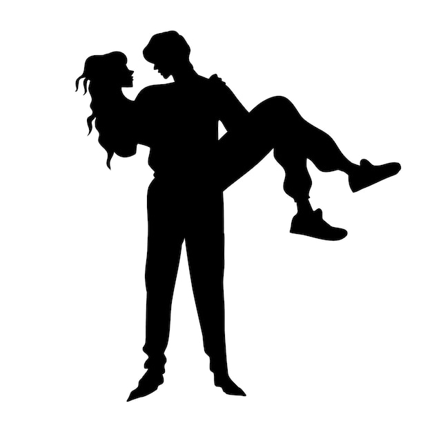 Free Vector hand drawn couple  silhouette illustration