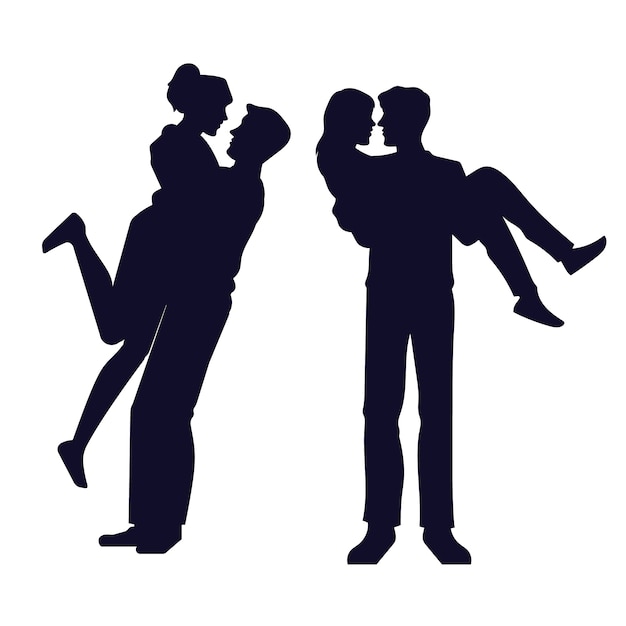 Hand drawn couple silhouette