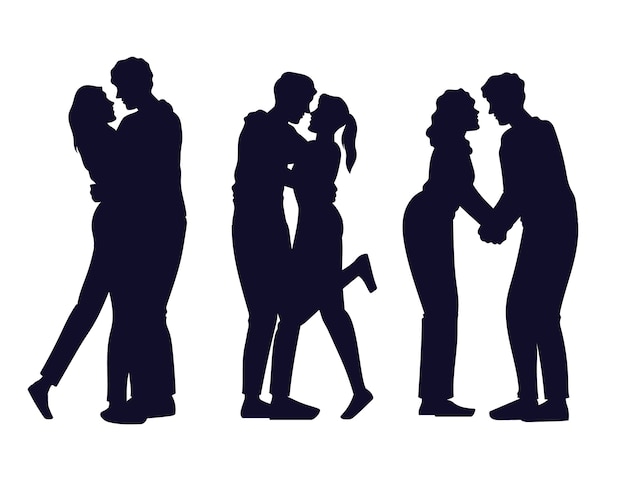 Free vector hand drawn couple silhouette