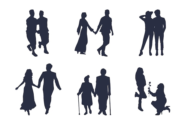 Hand drawn couple silhouette