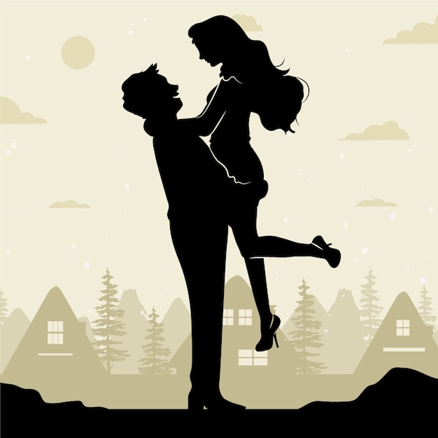 Free Vector hand drawn couple silhouette