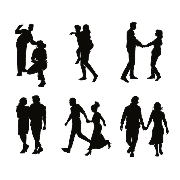 Free Vector hand drawn couple silhouette