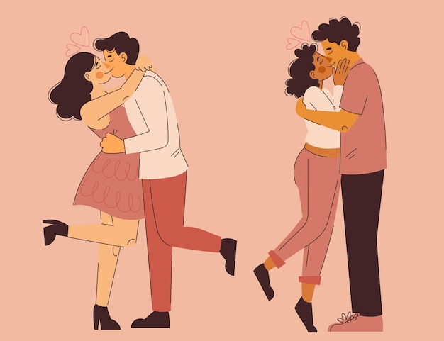 Free vector hand drawn couples kissing illustration