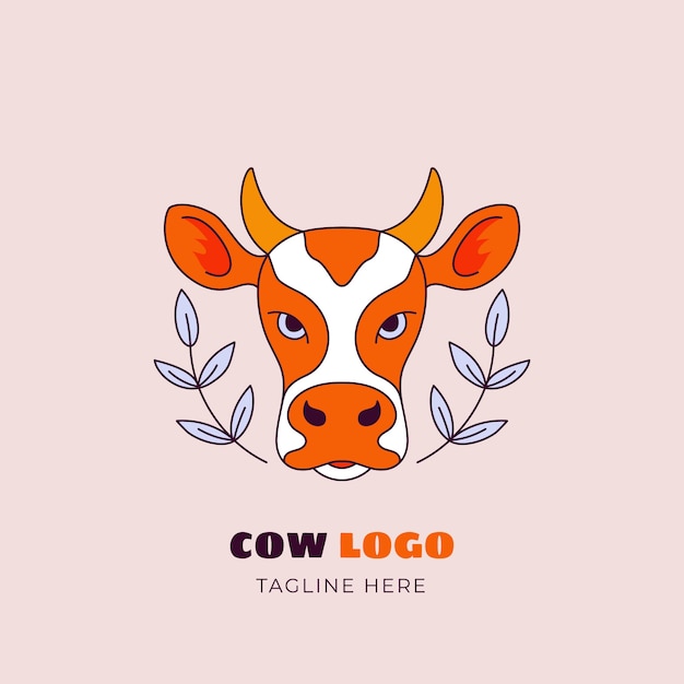 Hand drawn cow logo design