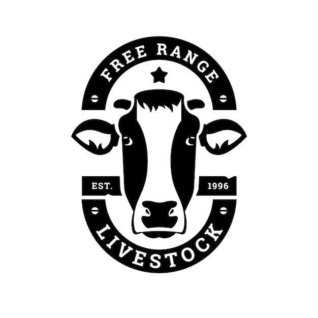 Hand drawn cow logo design