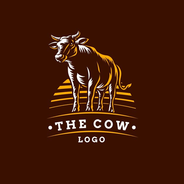 Hand drawn cow logo design