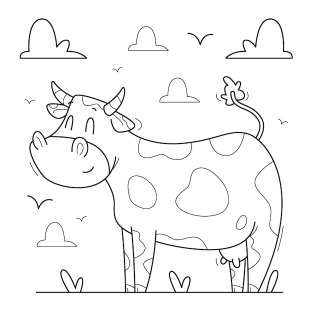 Free Vector hand drawn cow outline illustration