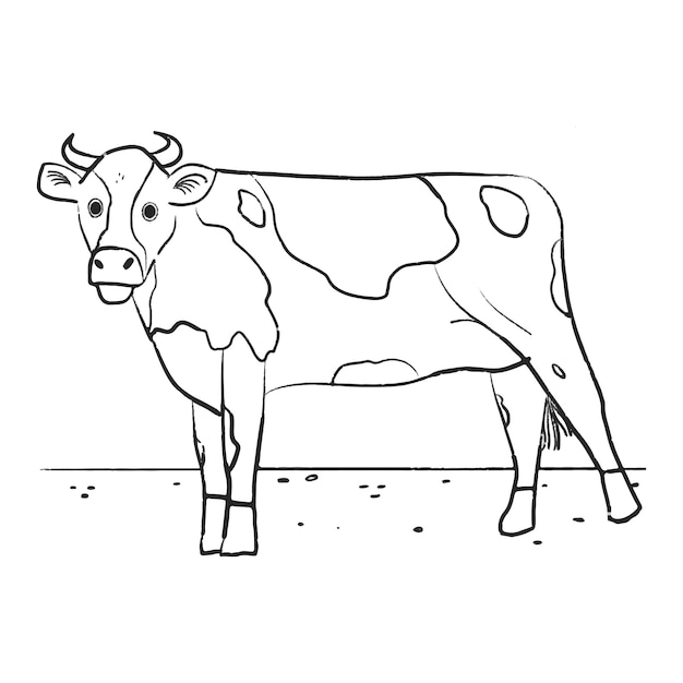 Hand drawn cow outline illustration