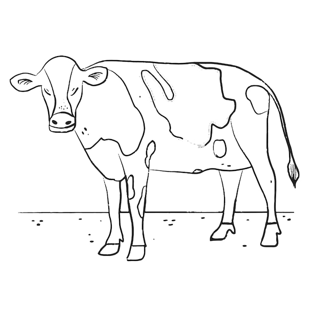 Hand drawn cow outline illustration