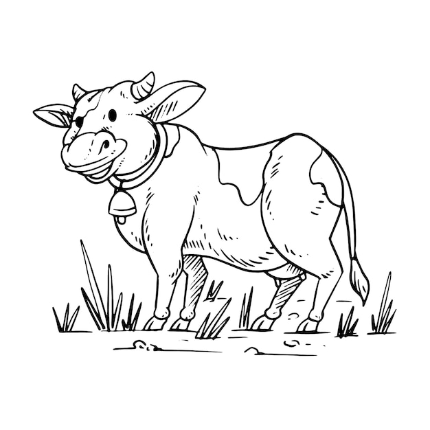 Hand drawn cow outline illustration