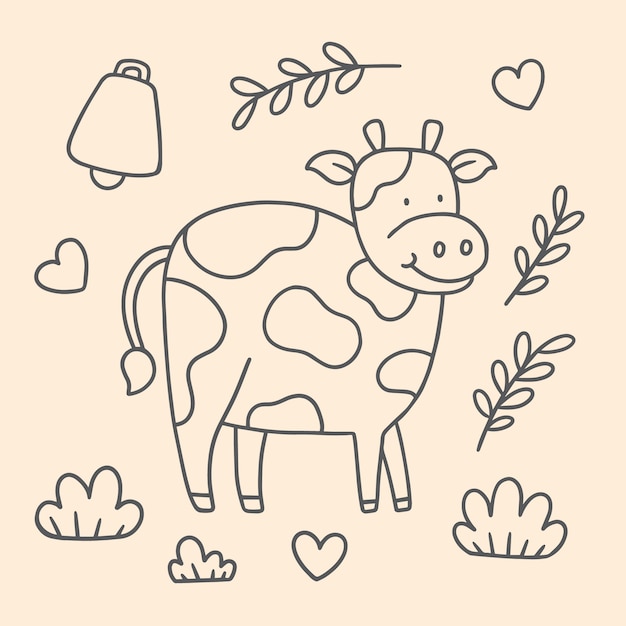 Free Vector hand drawn cow outline illustration