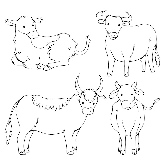 Hand drawn cow outline illustration