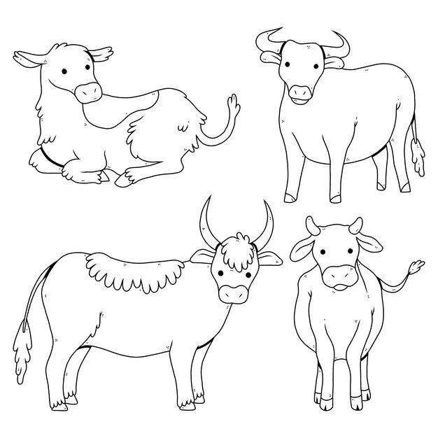 Hand drawn cow outline illustration