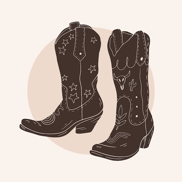 Free vector hand drawn cowboy boot silhouette