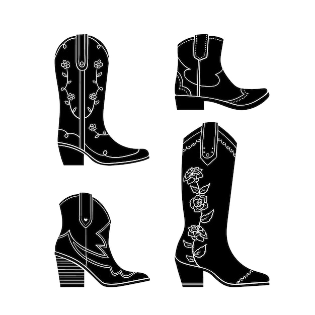 Free Vector hand drawn  cowboy boot silhouette