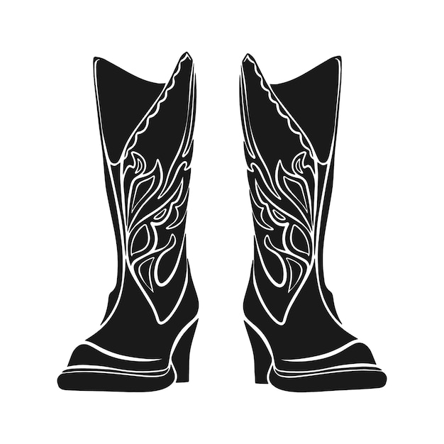 Free Vector hand drawn cowboy boots silhouette illustration