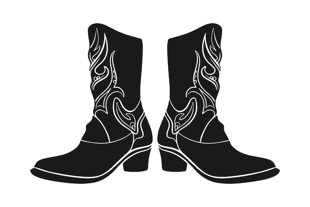 Free Vector hand drawn cowboy boots silhouette illustration