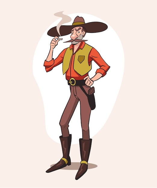 Free vector hand drawn cowboy cartoon illustration