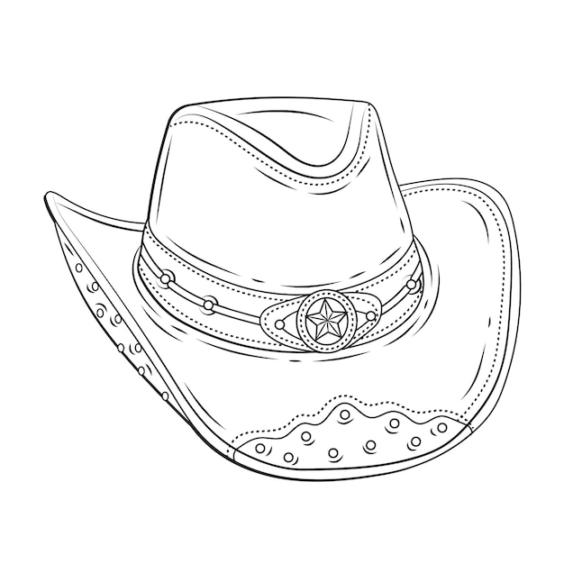 Hand drawn cowboy hat drawing illustration