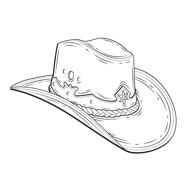 Hand drawn cowboy hat drawing illustration