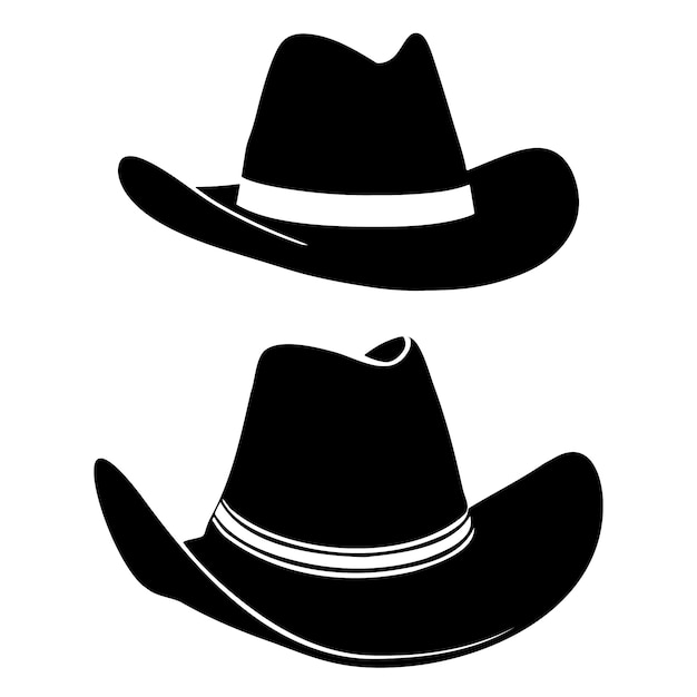 Hand drawn cowboy hat  silhouette illustration