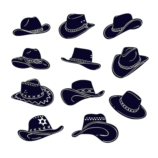 Hand drawn cowboy hat silhouette