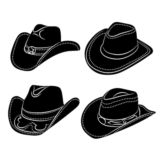 Hand drawn cowboy hat   silhouette