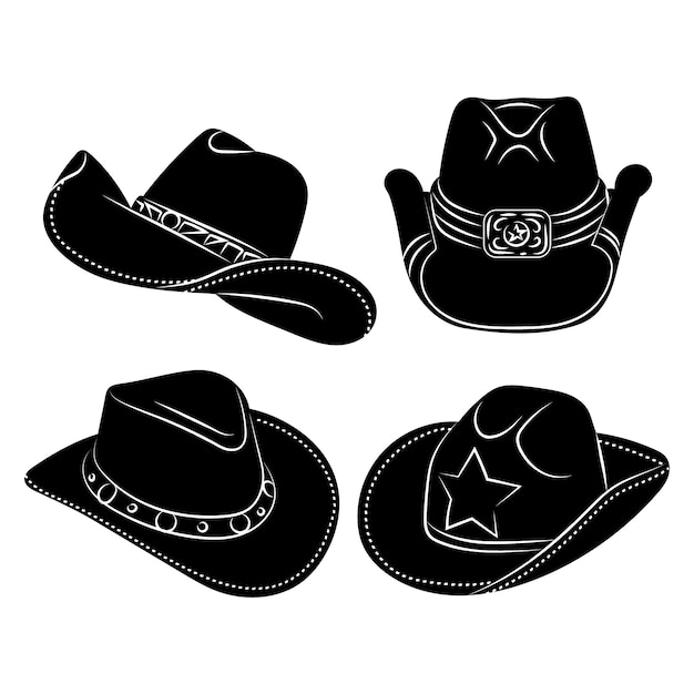 Hand drawn cowboy hat   silhouette