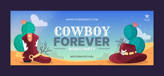 Hand drawn cowboy party facebook cover