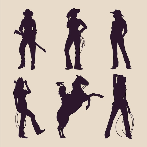 Free Vector hand drawn cowgirl  boot silhouette