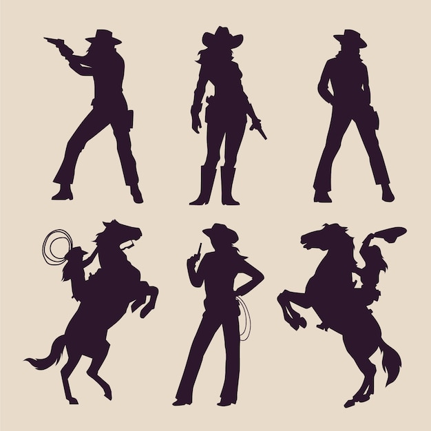 Free Vector hand drawn cowgirl  boot silhouette