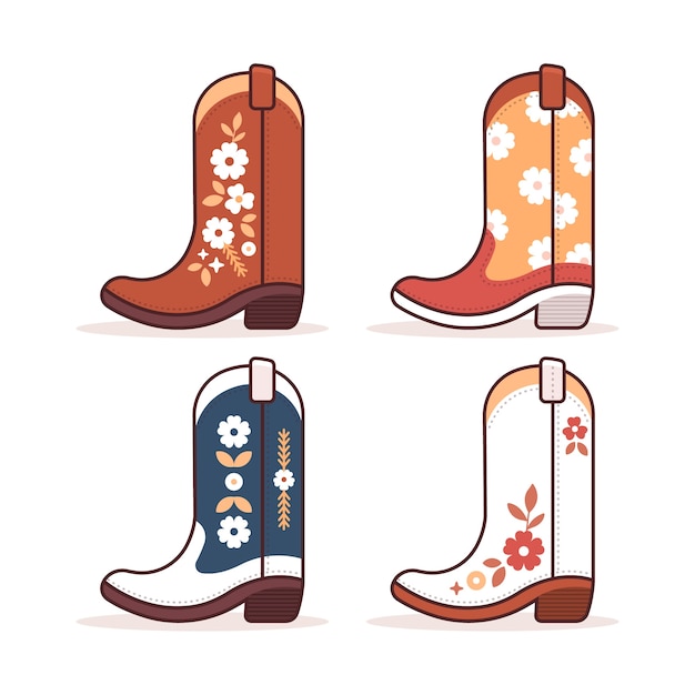 Free Vector hand drawn  cowgirl boots cartoon illustration