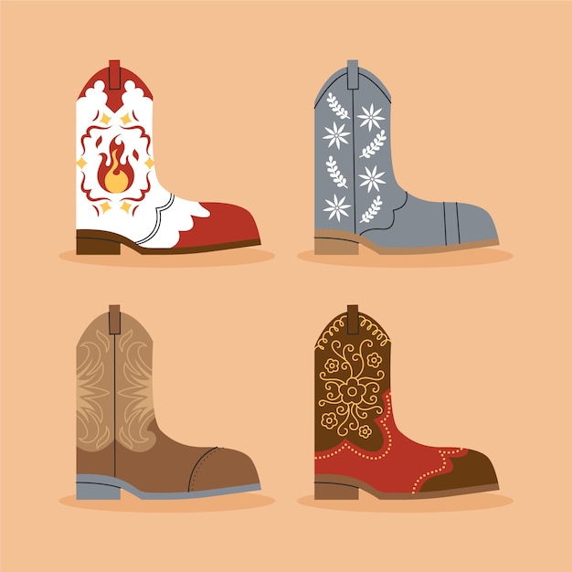 Free Vector hand drawn cowgirl boots cartoon illustration