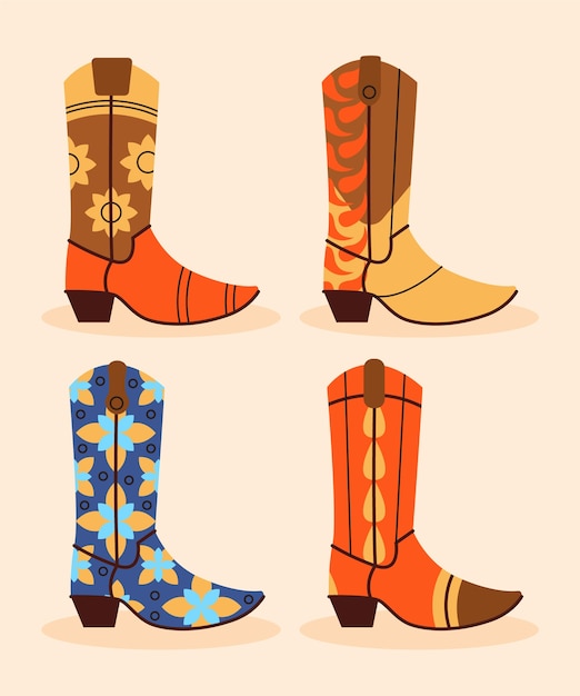 Free Vector hand drawn cowgirl boots cartoon illustration