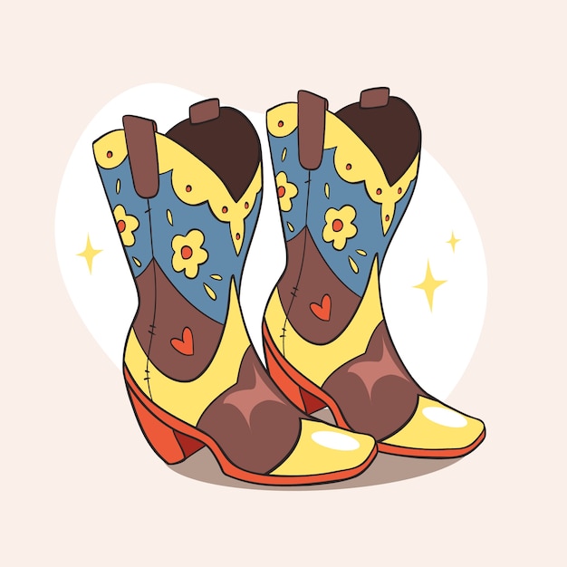 Free Vector hand drawn cowgirl boots cartoon illustration