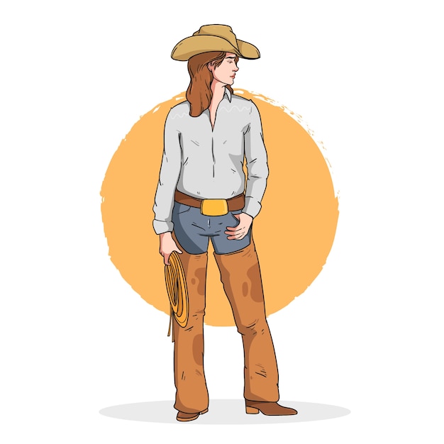 Free Vector hand drawn cowgirl cartoon illustration