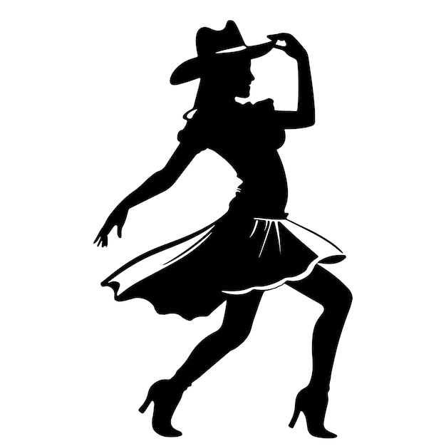 Free vector hand drawn cowgirl silhouette illustration