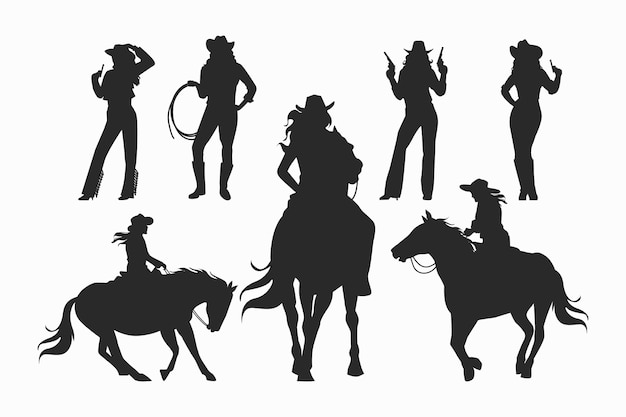 Free Vector hand drawn  cowgirl silhouette