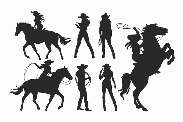 Free Vector hand drawn  cowgirl silhouette