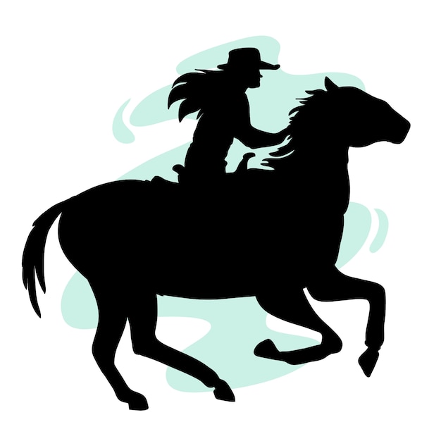 Hand drawn cowgirl silhouette